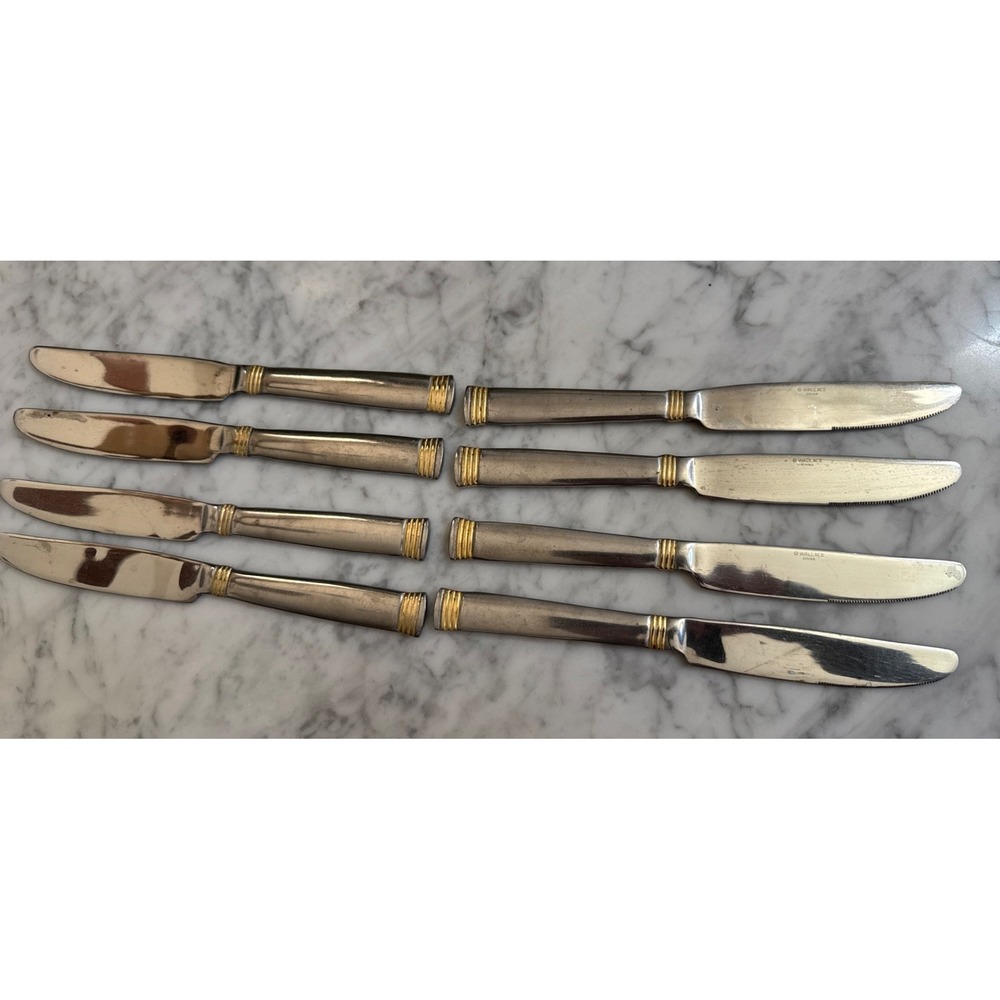 Wallace Golden Napoli Stainless 8 Dinner Knives Knife 18/8 Discontinued